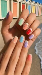 Painted Cabana Nails With Cheerful Door Colors