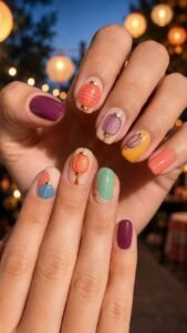 Paper Lantern Nails for Colorful Evening Plans