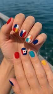 Sail Signal Nails With Bright Nautical Color