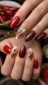 Chili Market Red Nails With Spicy Color and Shape