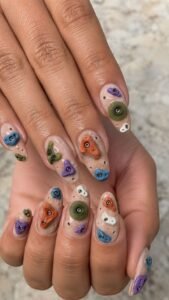 Climbing Hold Acrylic Nails With Colorful Sculpted Grip