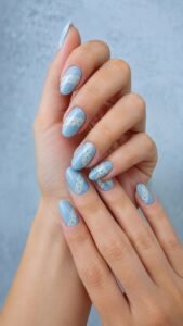 Cyanotype Garden Nails With Sun Printed Silhouettes