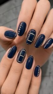 Film Sprocket Navy Nails With Cinematic Frame Rhythm