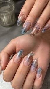 Glass Veil Acrylic Nails With Layered Transparency