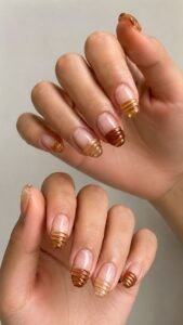 Honey Dipper Nail Tips With Grooved Golden Depth