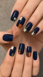 Lacquered Bento Navy Nails With Modular Color Compartments