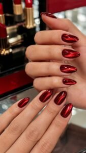 Lipstick Counter Red Nails With Beauty Editorial Energy
