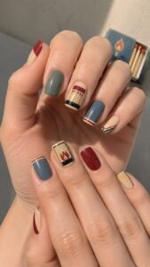 Matchbook Cover Nails With Bold Graphic Edges