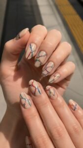 Metro Map Nails With Curved Color Routes