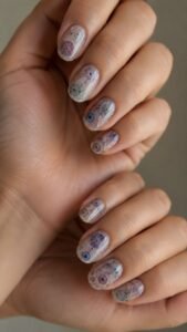 Microscope Slide Nails With Stained Cellular Detail