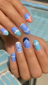 Periwinkle Swim Cap Nails With Vintage Poolside Shape