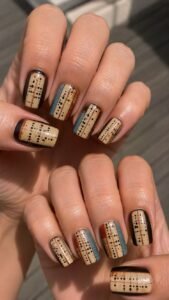 Player Piano Roll Nails With Punched Musical Rhythm