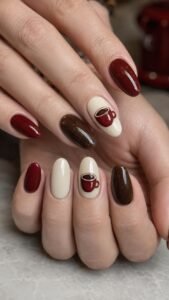 Red Espresso Bar Nails With Warm Café Details