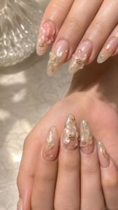 Sculpted Botanical Acrylic Nails With Modern Dimension