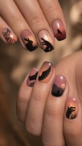 Shadow Puppet Nails With Cinematic Silhouettes