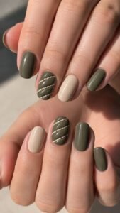 Stitch Olive Channels With Cream Thread
