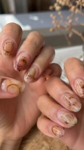 Tea Ring Nails With Steeped Color and Delicate Sediment