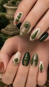 Topiary Garden Princess Nails With Clipped Green Structure