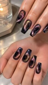 Velvet Orbit Acrylic Nails With Magnetic Movement