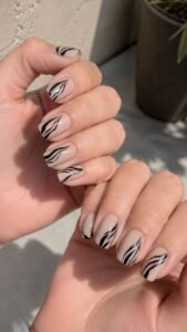 Zebra Contour Ribbon Nails