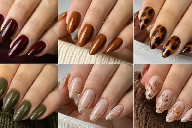 Fall Nails Almond Ideas With Sculpted Shape and Seasonal Detail